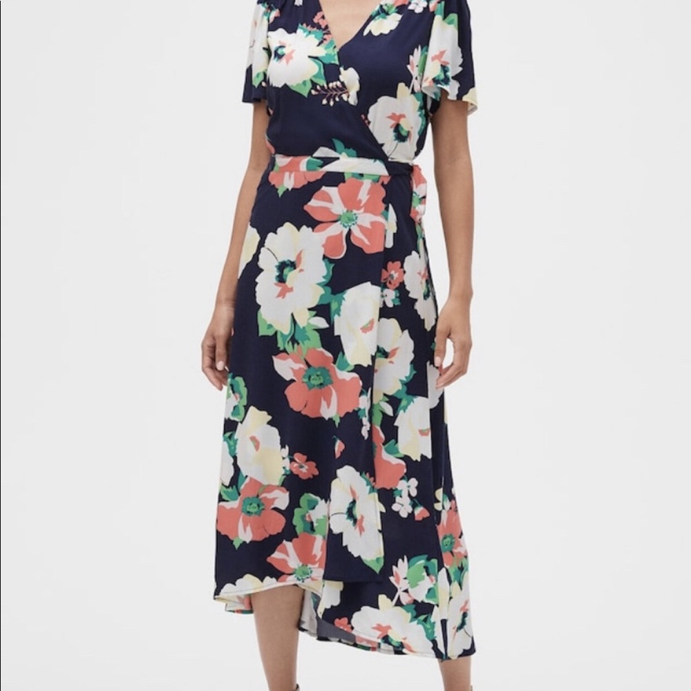 Navy Floral Wrap Dress